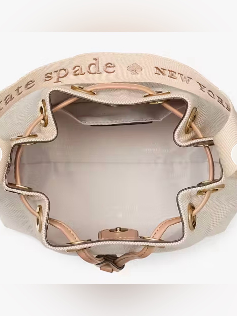 Kate Spade Kip Canvas Bucket Crossbody Bag, Light Fawn Multi - Picture 3 of 4